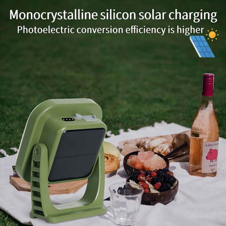 80W LED Solar Campinglampe med Magnet & Zoom