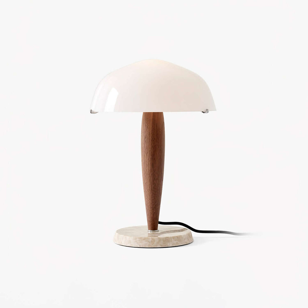 Designer bordlampe med valnødfod