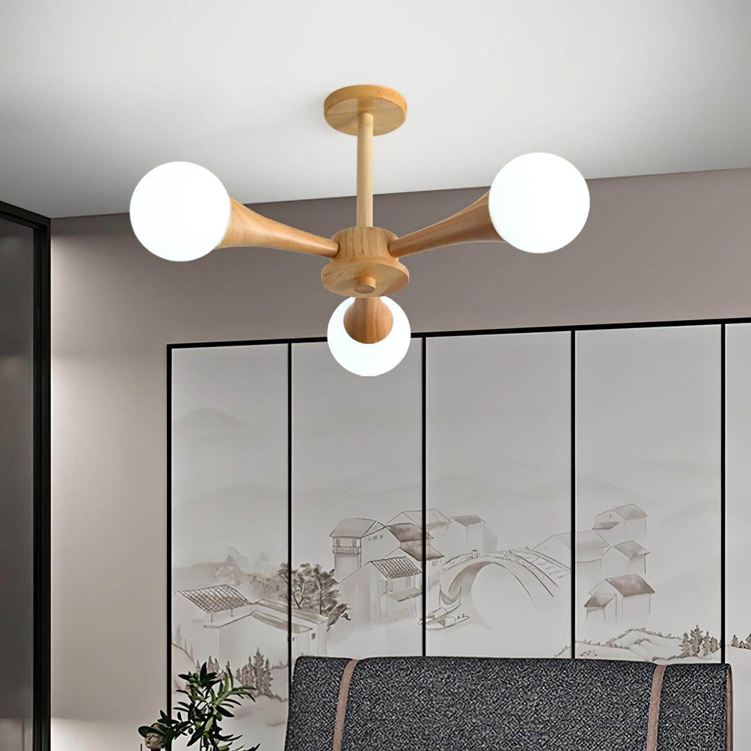 Træ lysekrone loftslampe med 3-5 hoveder