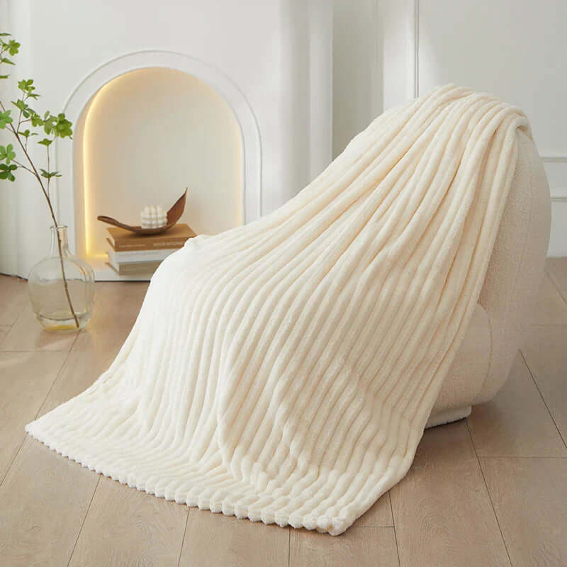 Stribet Flanell Fleece Tæppe