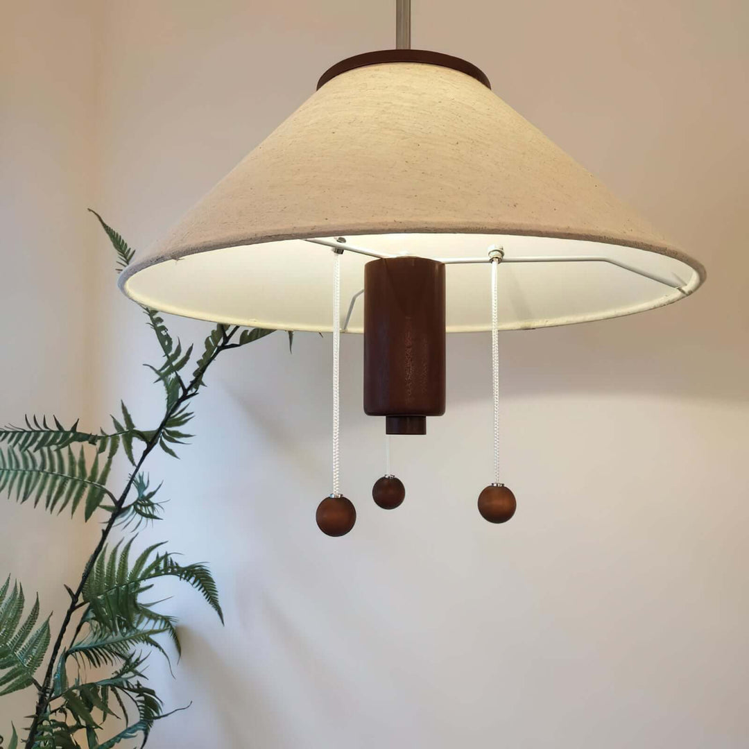 Design Blæksprutte Pendel, Valnød & Hvid