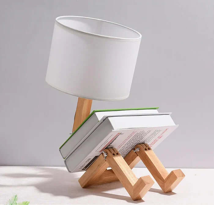 Træbordlampe med Bogholder - Fleksibel & Moderne