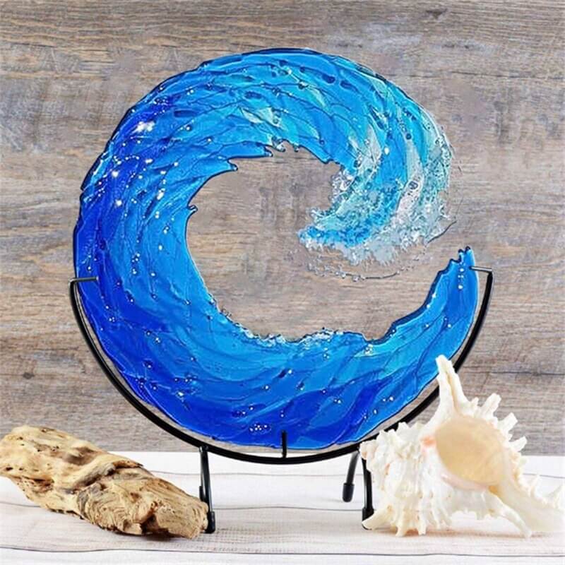 Unisex Glas Skulptur Oceanbølge Dekofigur