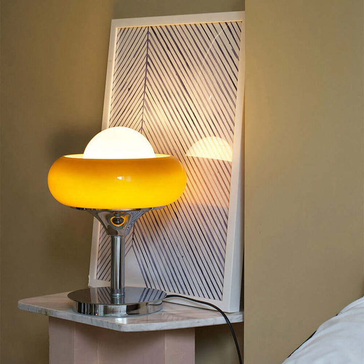 Gul Vintage Bauhaus Glas Bordlampe