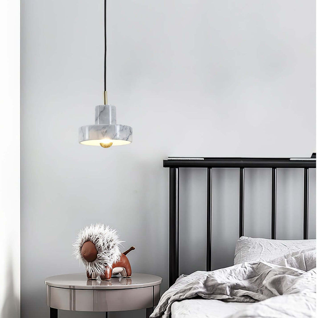 Marmor Pendellampe med Integreret LED-Lys