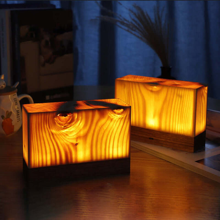 LED Bordlampe i Trælook med Batteri og Touch