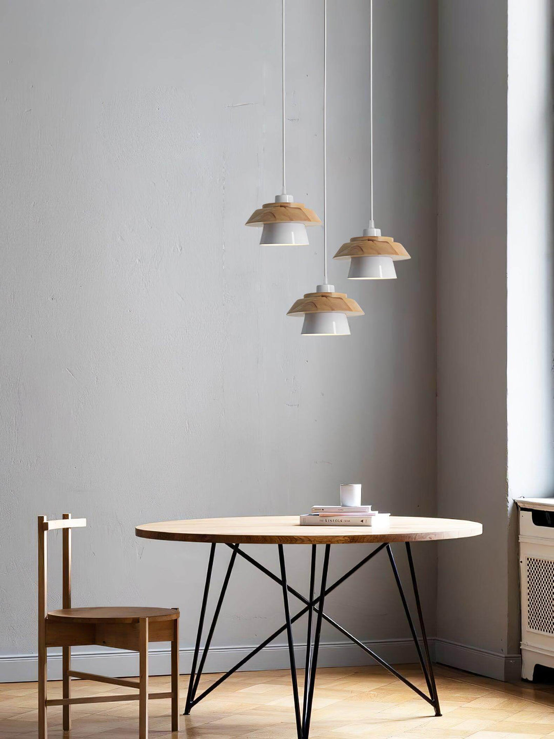 Træ og Sten Pendel Designer Lampe