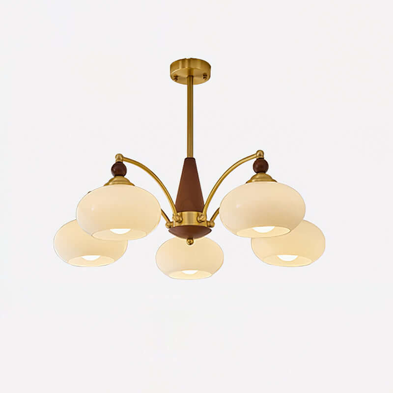 Elegant Retro Lysekrone i Træ og Messing