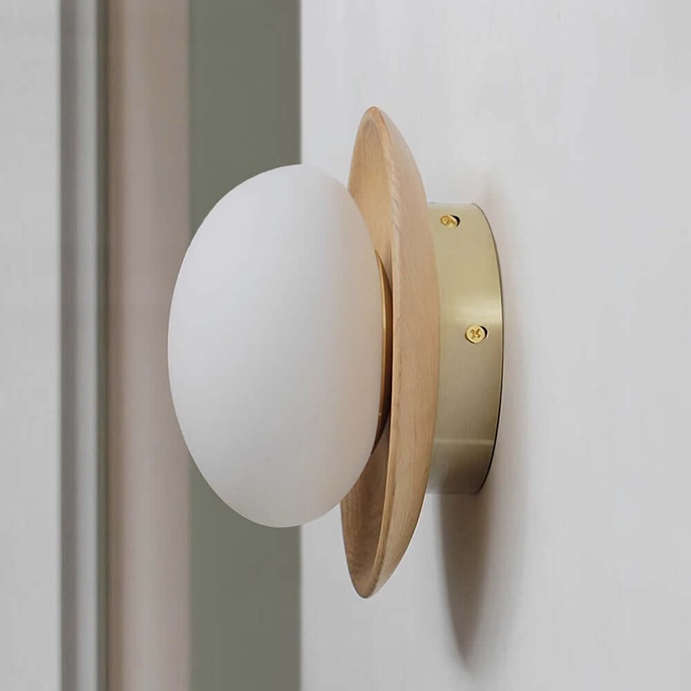 Minimalistisk Væglampe Hvid Naturtræ