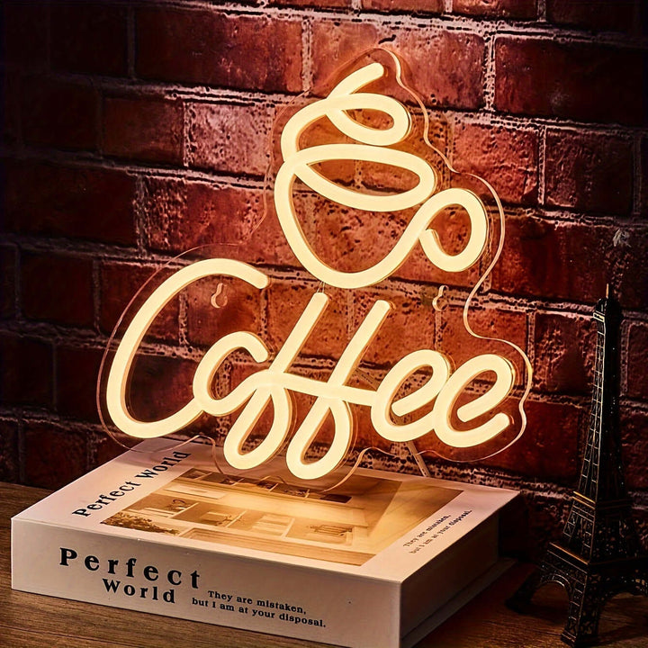 LED-neon-kaffeskilt - Vægdekoration til kaffeelskere