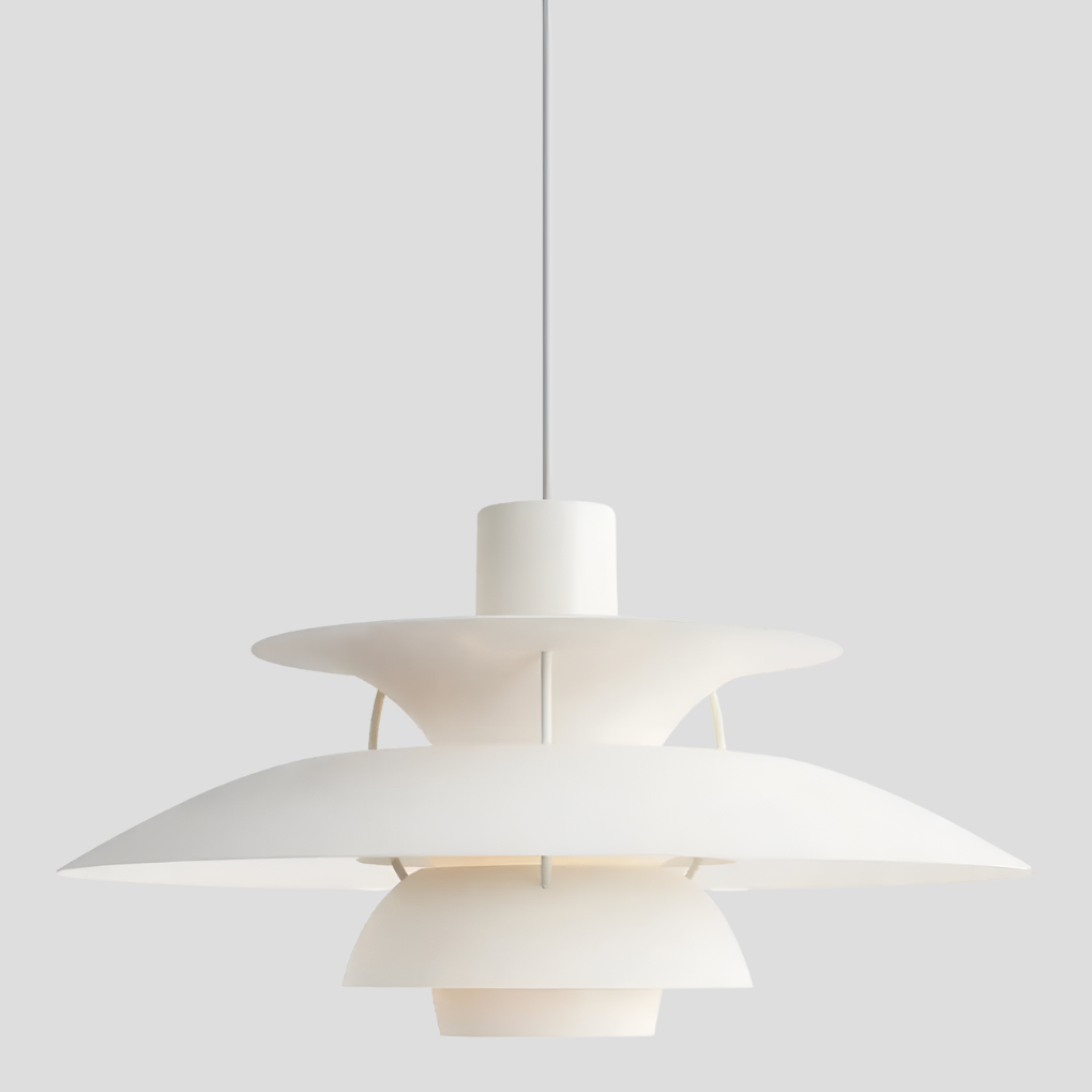 Minimalistisk LED-loftlampe i hvidt aluminium. Giver varm, dæmpbar belysning til moderne hjem og indretning.