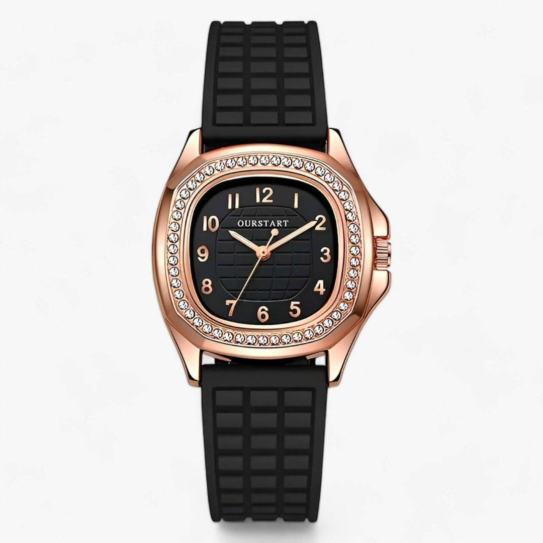 Elegant dameur med diamanter - Silikonerem
