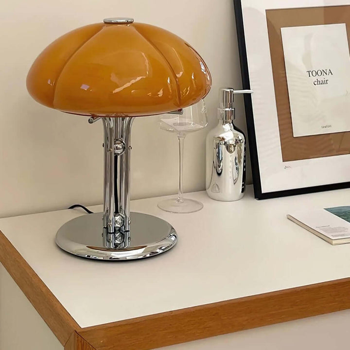 Svamp Design Bordlampe Glas Ravfarvet