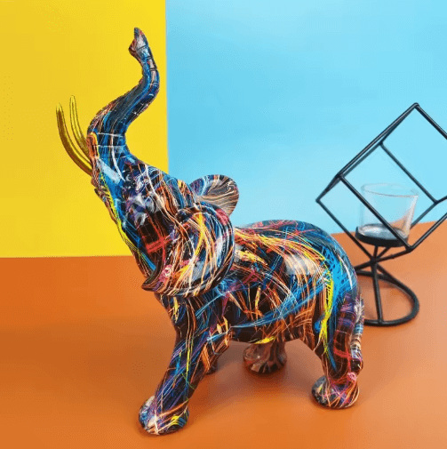 Farverig Elefant Dekorationsfigur - Lykke & Visdom
