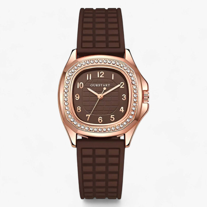 Elegant dameur med diamanter - Silikonerem