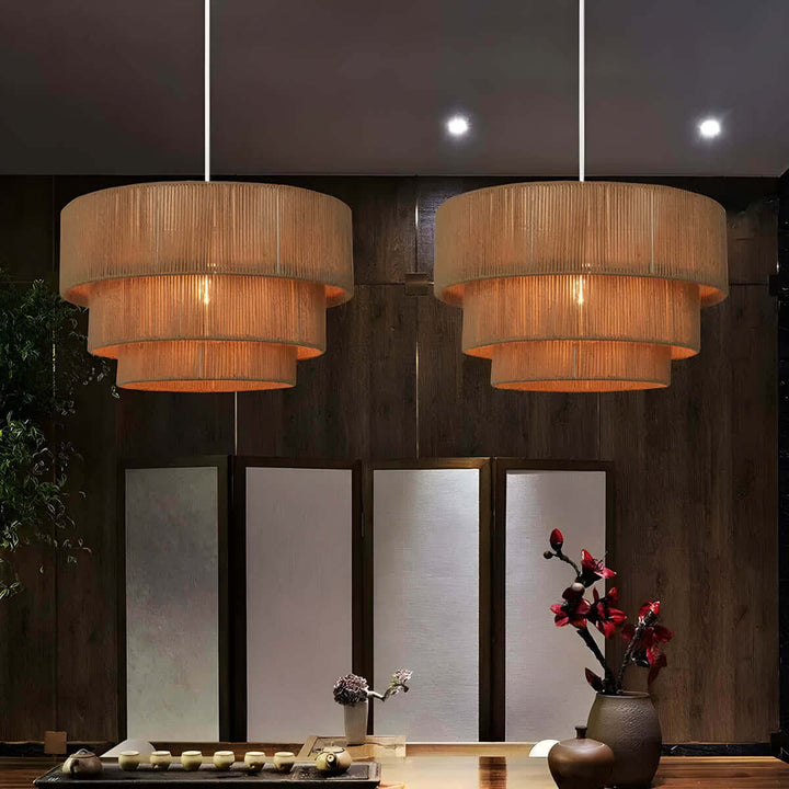 Hængelampe i naturfiber reb - Designerlampe