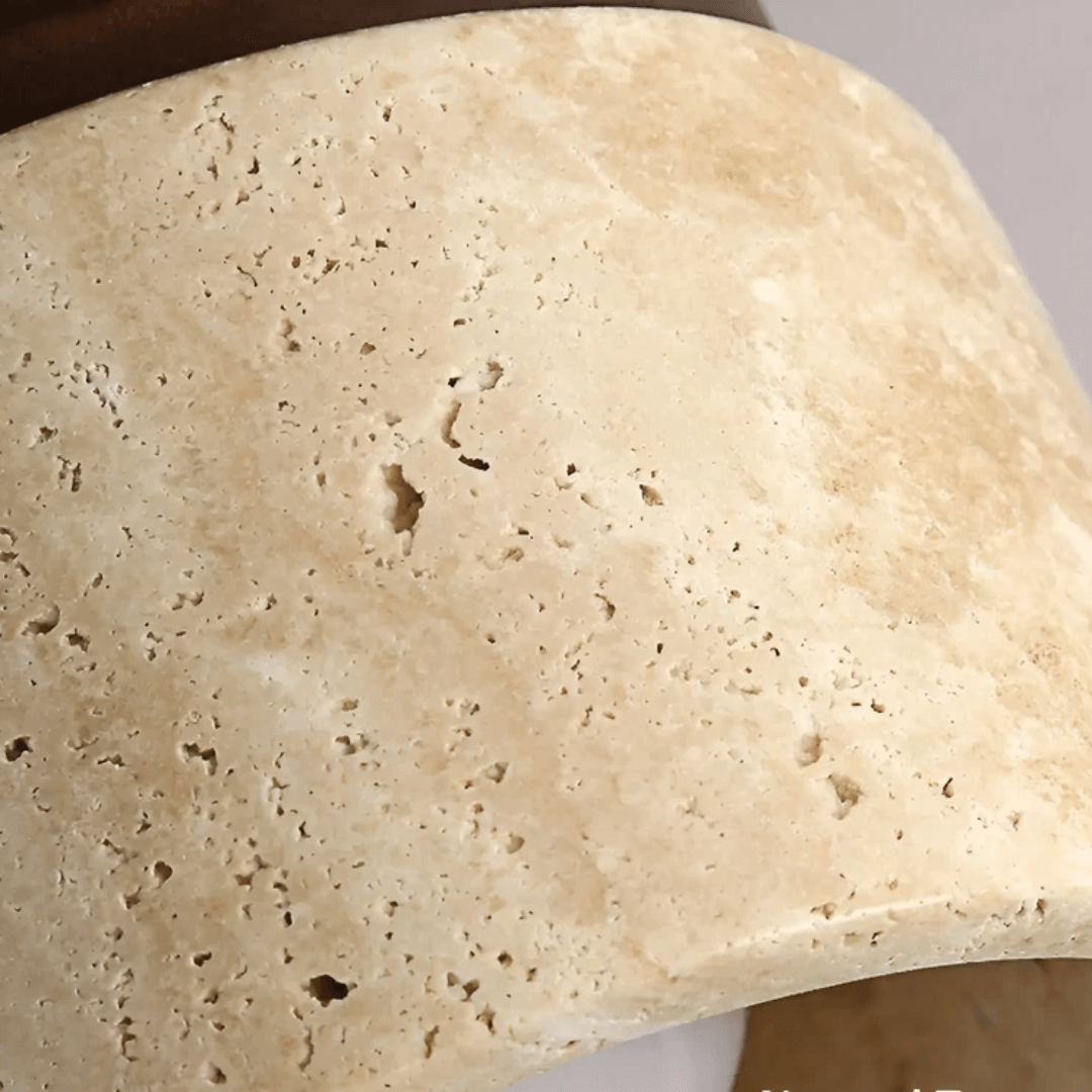 Rustik loftlampe i travertin og marmor design