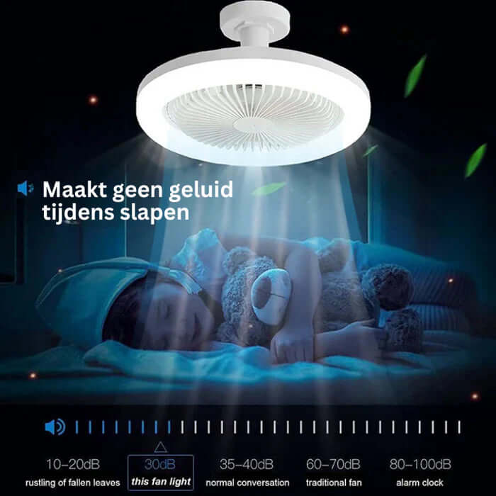 Loftvifte med LED-lys og fjernbetjening