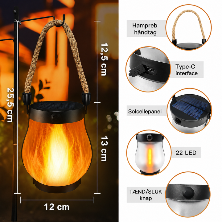 Glødflamme Solcellelampe – Skab Hygge og Magisk Stemning Ude