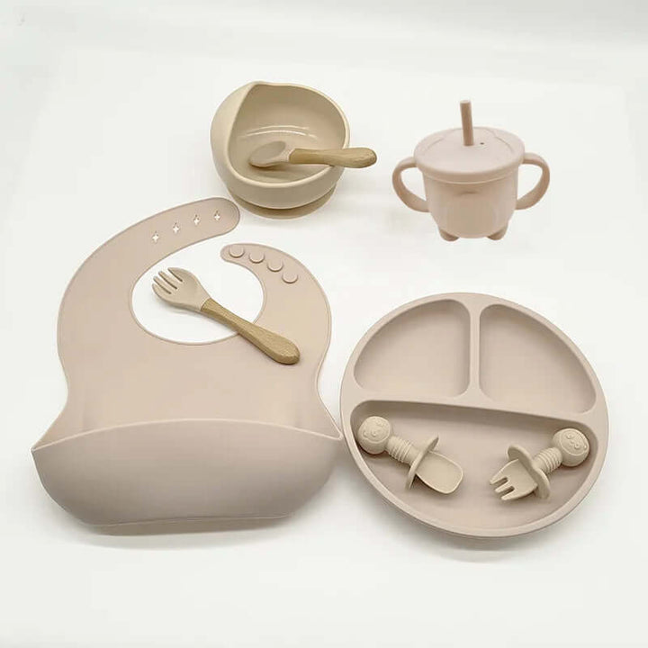 Baby silikone spisesæt - ske, tallerken, sikkert & nemt