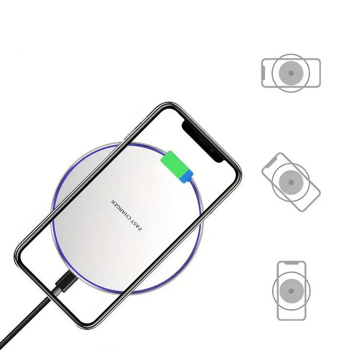 30W trådløs hurtigoplader på slank induktionsplade, kompatibel med iPhone og Android, moderne design