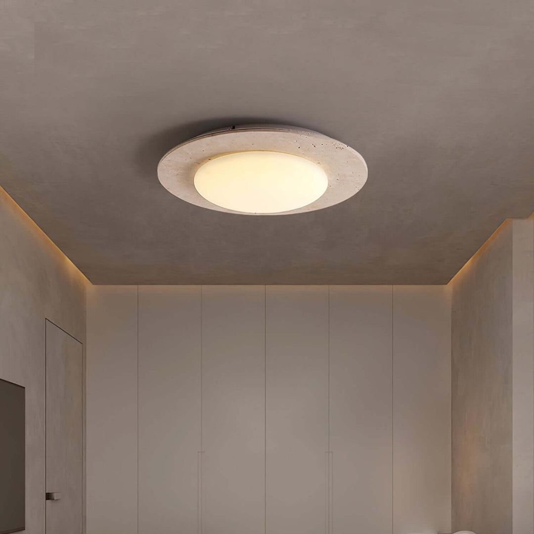 Kuppelformet Travertin Træ Loftslampe