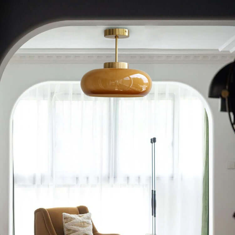 Vintage loft loftlampe med orange glasskærm