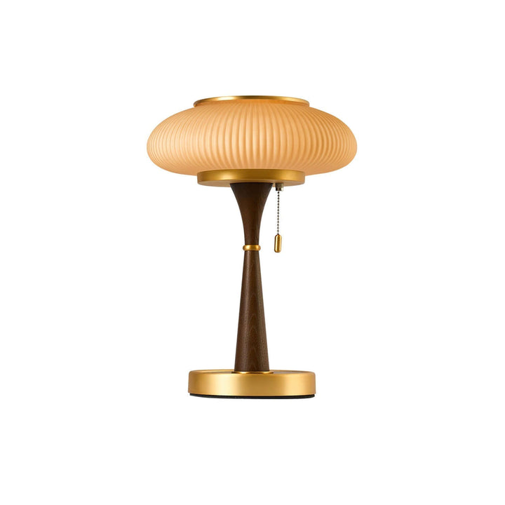 Moderne designer bordlampe i træ og metal, 36 cm