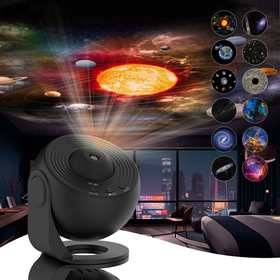 Planetarium natlampe med 12 HD-projektioner; ideel til afslapning og hygge med stemningslys i hjemmet.