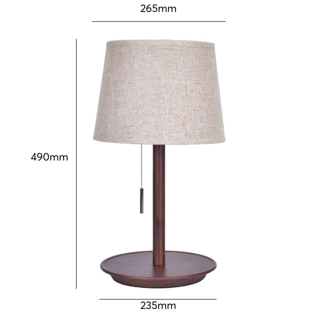 Design Bordlampe Valnøddetræ med Tekstilskærm