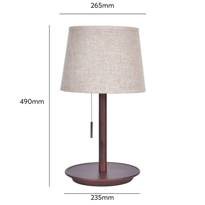 Design Bordlampe Valnøddetræ med Tekstilskærm