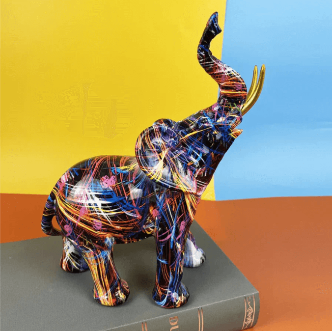Farverig Elefant Dekorationsfigur - Lykke & Visdom