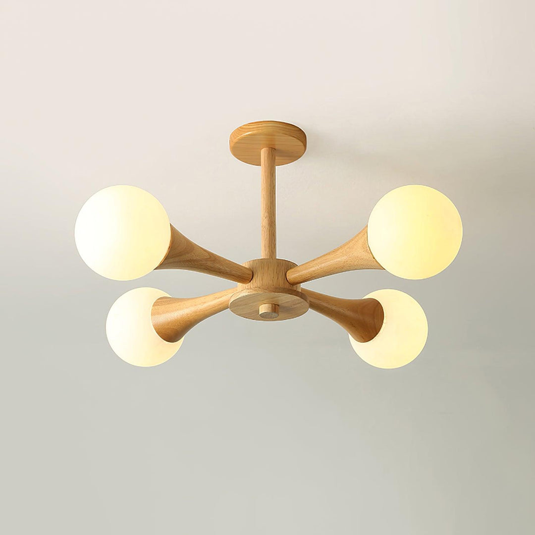 Træ lysekrone loftslampe med 3-5 hoveder