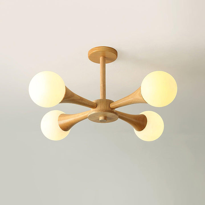 Træ lysekrone loftslampe med 3-5 hoveder