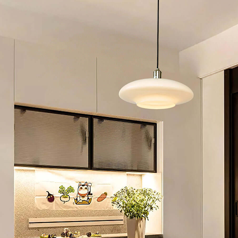 Moderne Hvid Glas Pendel Lampe