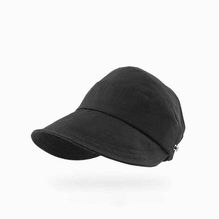 Kvinders UV-solhat med bred skygge og åben top, designet for maksimal komfort og beskyttelse.