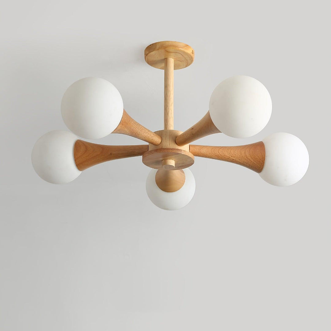Træ lysekrone loftslampe med 3-5 hoveder