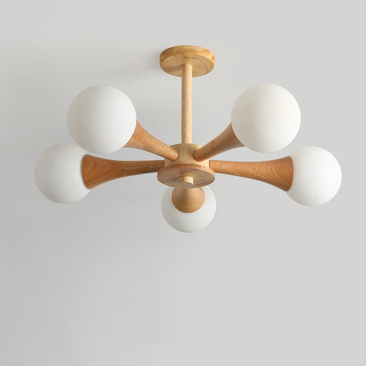 Træ lysekrone loftslampe med 3-5 hoveder