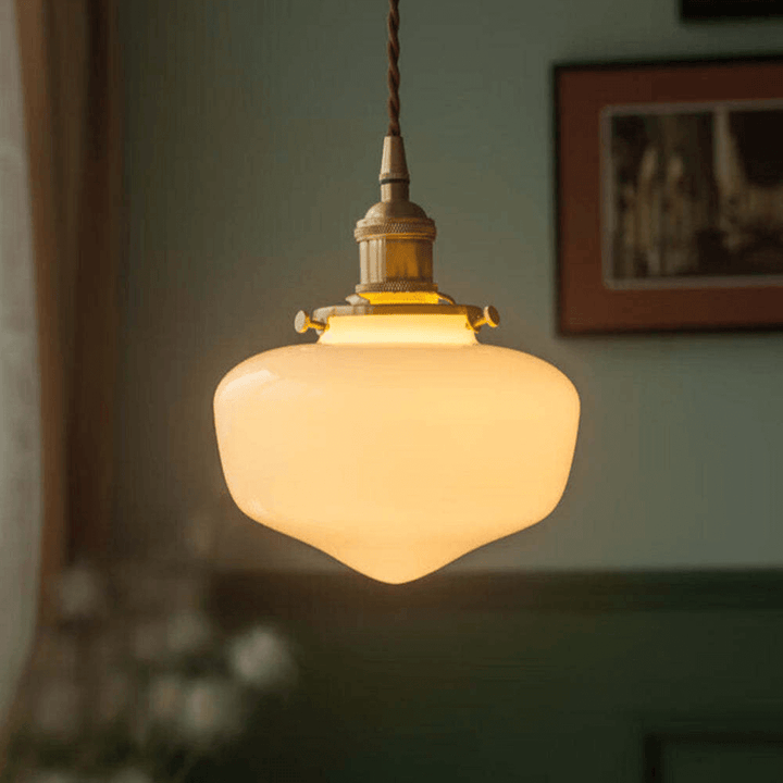 Retro Pendellampe i Messing og Glas