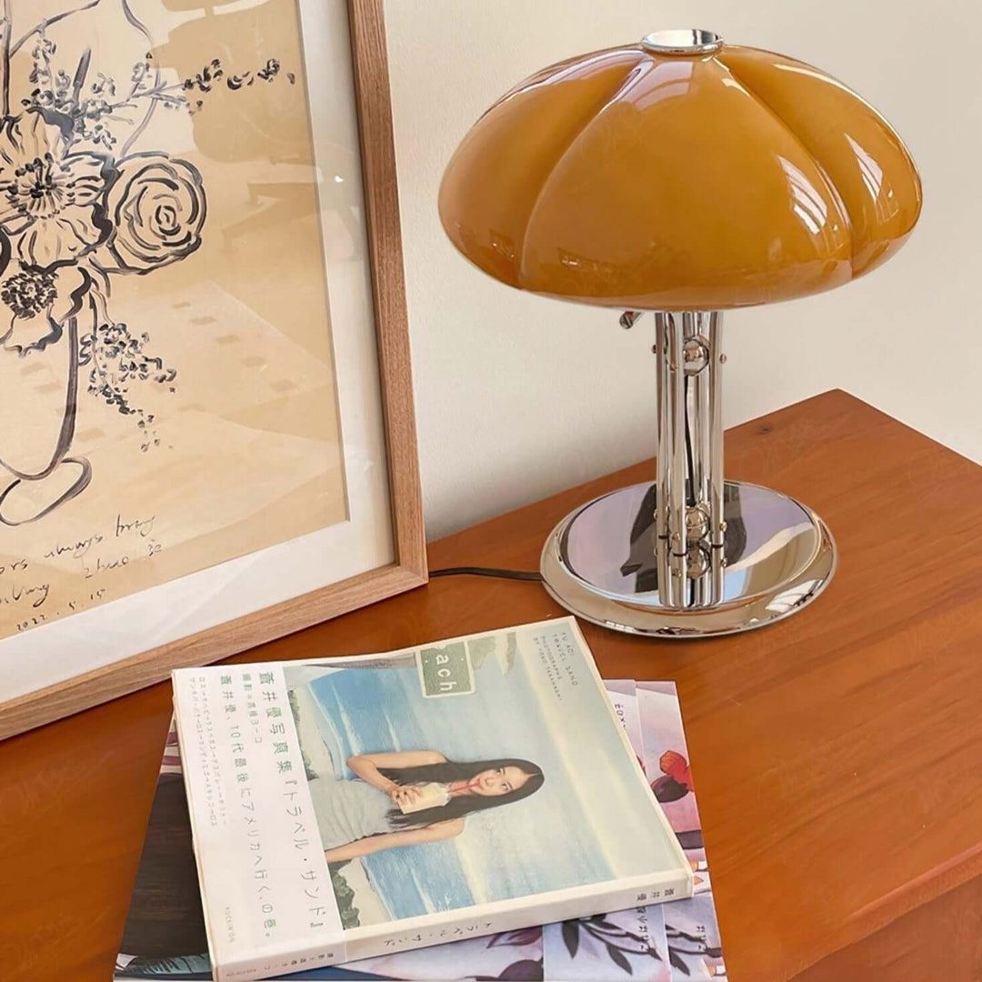 Svamp Design Bordlampe Glas Ravfarvet