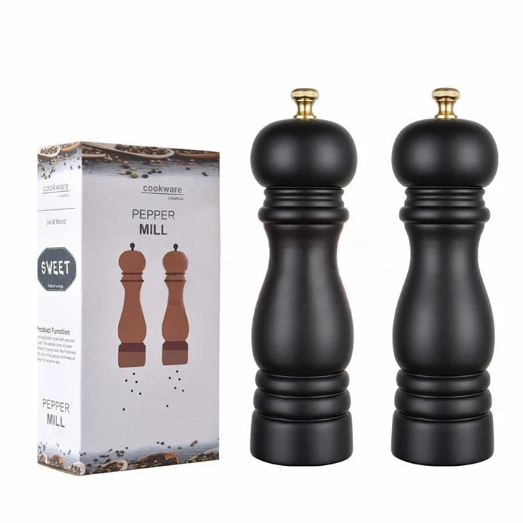Elegant træ salt- og peberkværnsæt