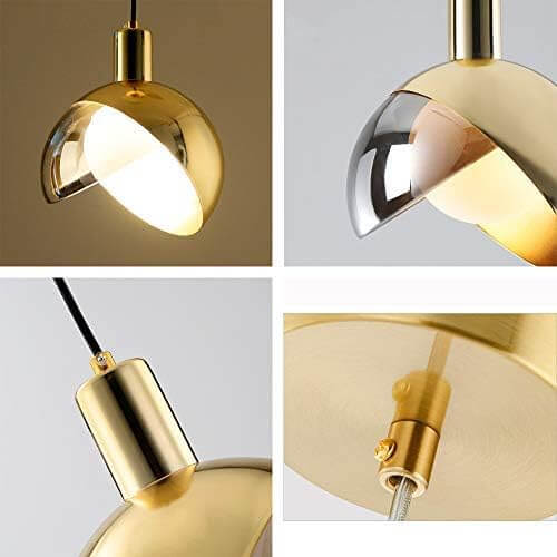 Guld Pendel Lampe med Røgfarvet Glas