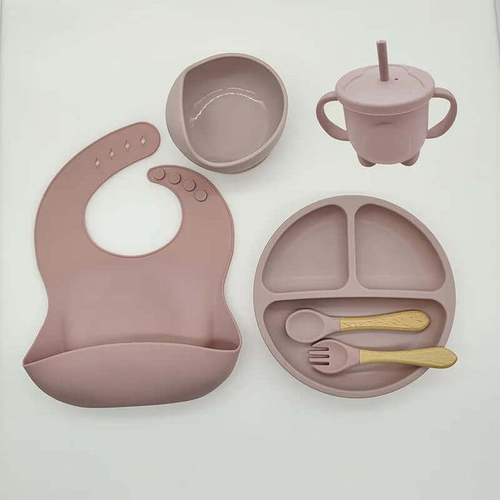Baby silikone spisesæt - ske, tallerken, sikkert & nemt
