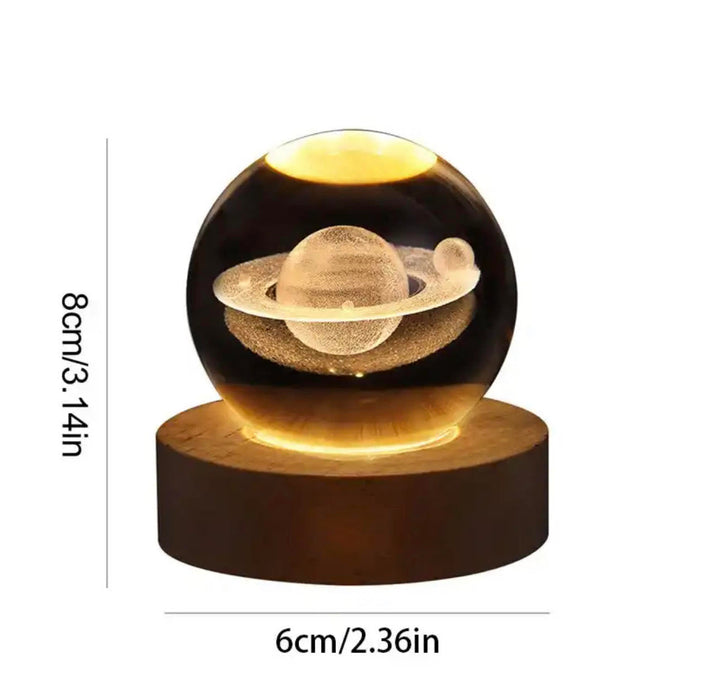 Alsidig 3D krystalkugle med LED, velegnet som natlampe, gaveidé og stemningsfuld dekoration.
