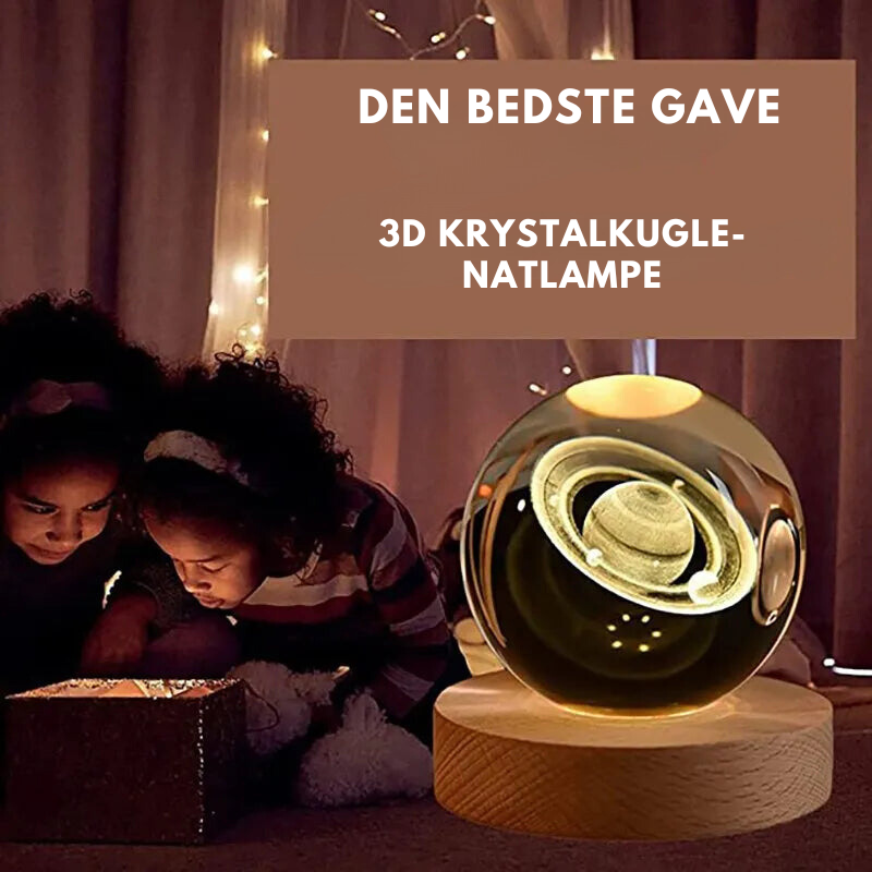 Krystalkugle med 3D-effekt og LED-lys. Ideel som stemningslys og unik dekoration.