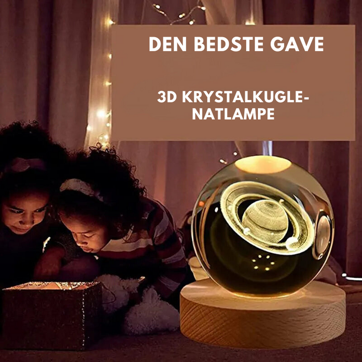 Krystalkugle med 3D-effekt og LED-lys. Ideel som stemningslys og unik dekoration.