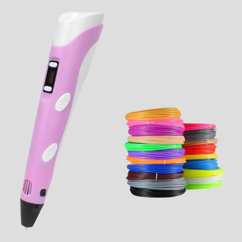 Håndholdt 3D pen i brug, der skaber et farverigt 3D objekt. Perfekt til kreative DIY projekter.
