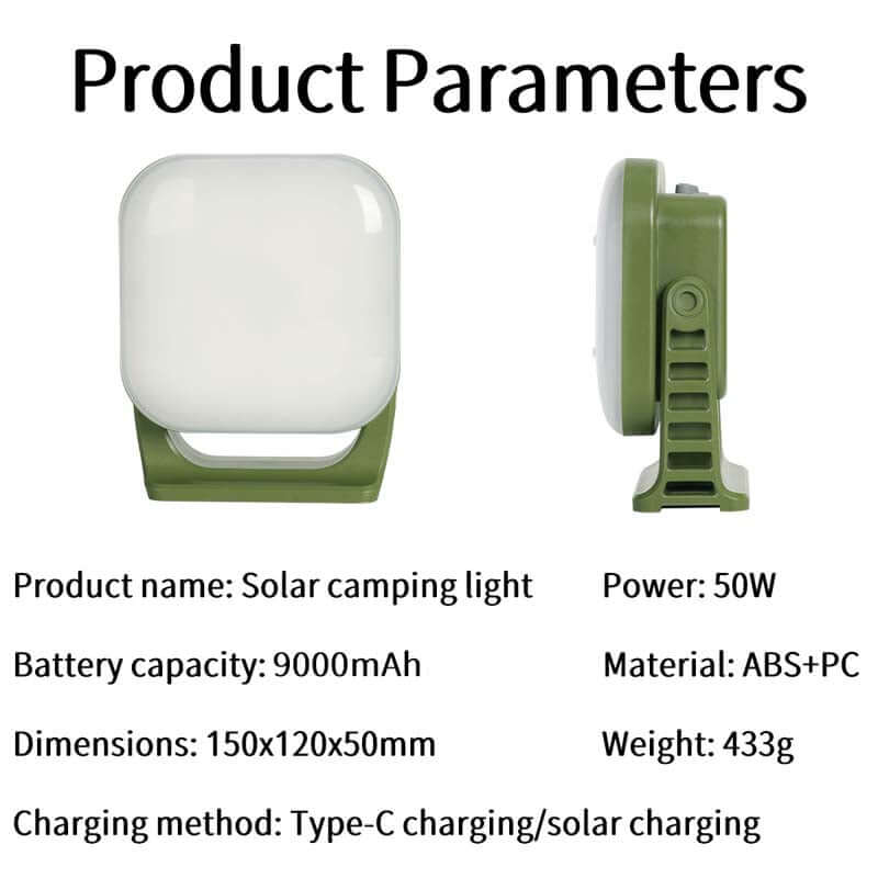 80W LED Solar Campinglampe med Magnet & Zoom