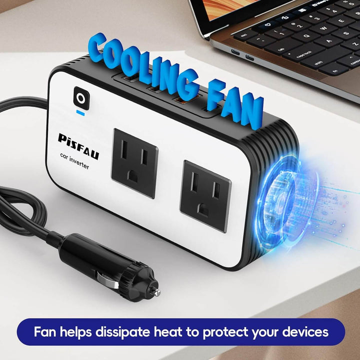 200W Bilinverter 12V til 220V AC med USB