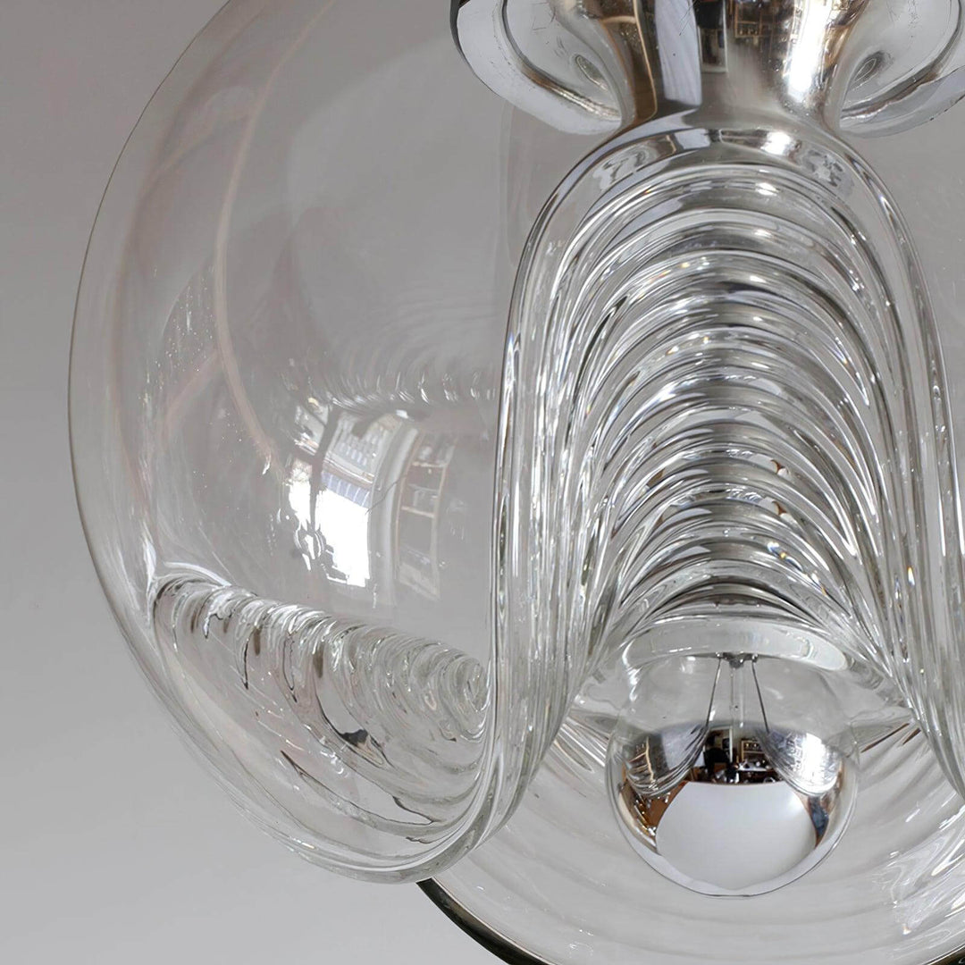 Moderne bølget pendellampe i glas